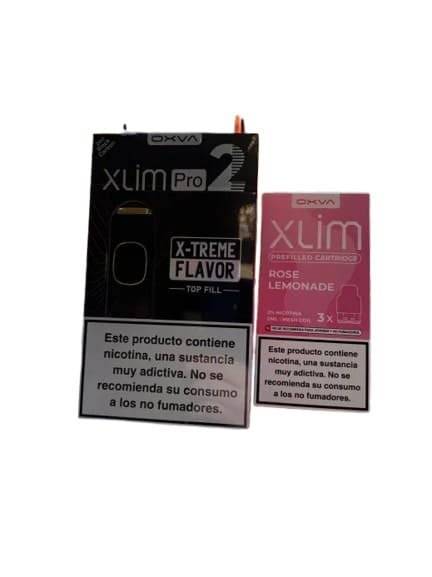 Tigara Electronica Kitul Oxva Xlim Pro 2 Pod -Black Carbon + Oxva Xlim Prefilled Cartridge Rose Lemonade 20mg (Pack 3)