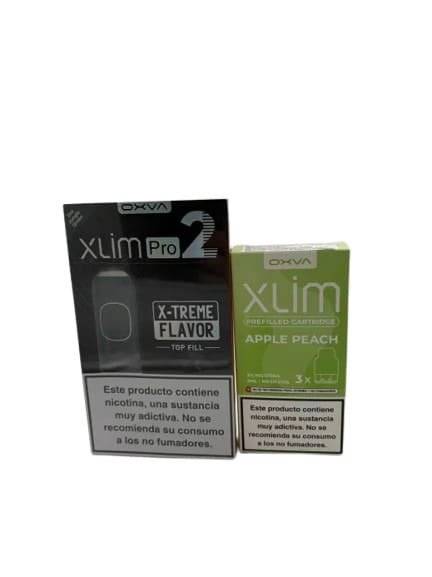 Tigara Electronica Kitul Oxva Xlim Pro 2 Pod -Jungle Green + Oxva Xlim Prefilled Cartridge Apple Peach 20mg (Pack 3)