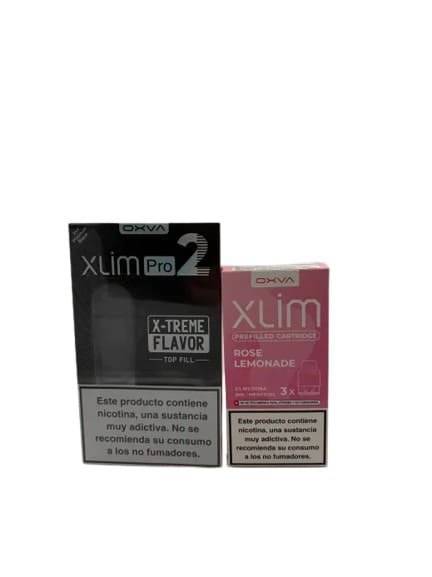Tigara Electronica Kitul Oxva Xlim Pro 2 Pod -Platinum Black + Oxva Xlim Prefilled Cartridge Rose Lemonade 20mg (Pack 3)