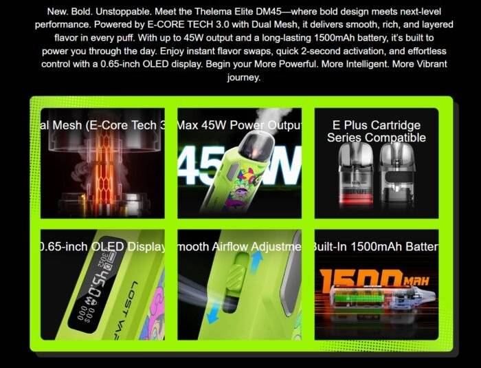 Lost Vape Thelema Elite DM 45 POD KIT Eagle Black