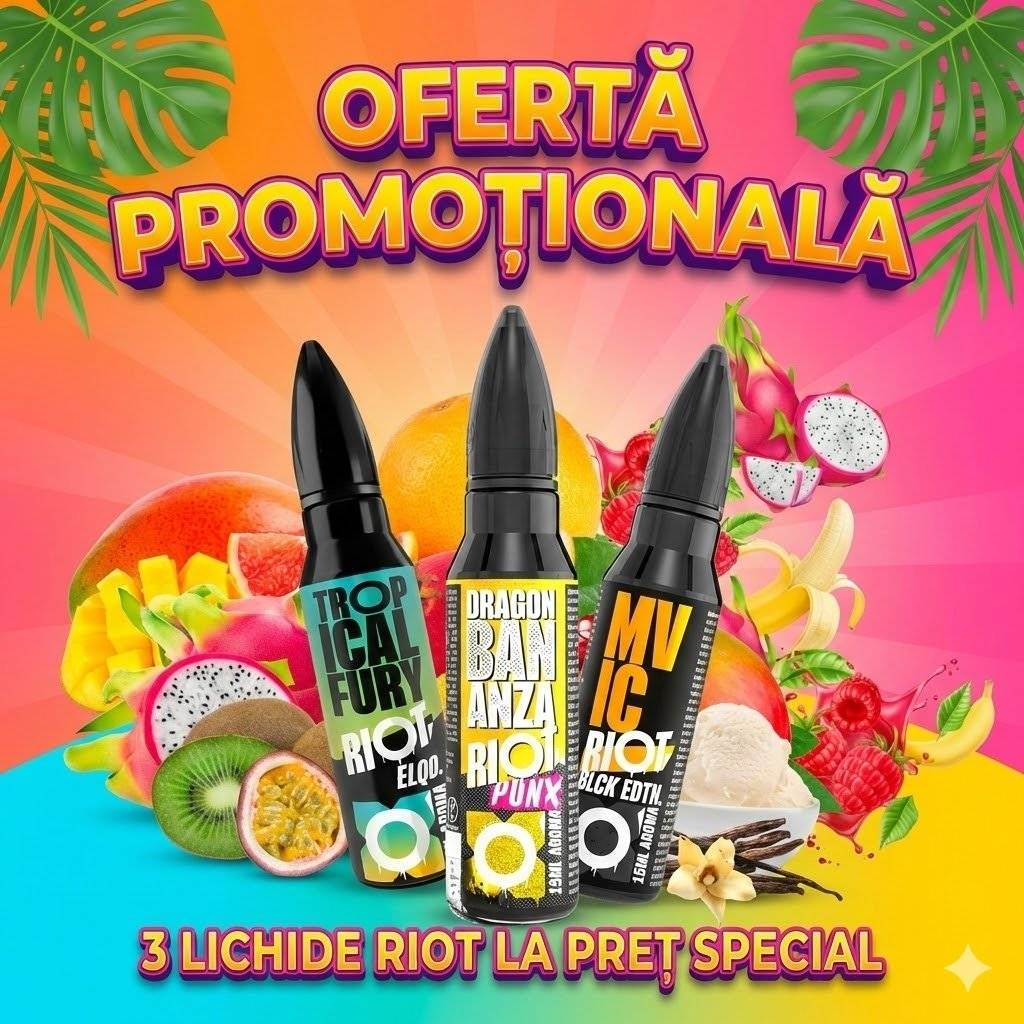 Pachet Promoțional RIOT SQUAD 3 Longfill-uri la Preț Special Cocktail Exotic: Mango, Banane & Fructe Tropicale