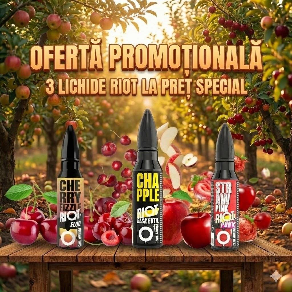 Pachet Promoțional RIOT SQUAD 3 Longfill-uri Orchard Blast: Red Fruit Fusion: Cireșe, Mere și Căpșuni