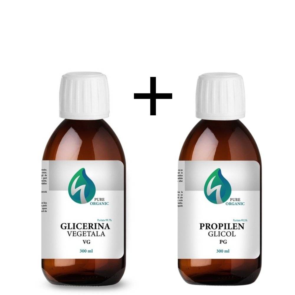 Pachet Pure Organic 100%Glicerina Vegetala (300ml) + 100%Propilen Glicol (300ml)
