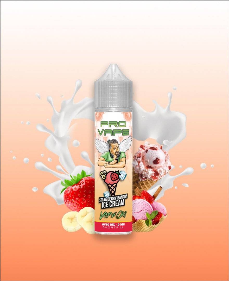 Strawberry Banana Ice Cream – Lichid Pro Vape 30ml dublu concentrat – Cremos si proaspăt… exact ce trebuie!
