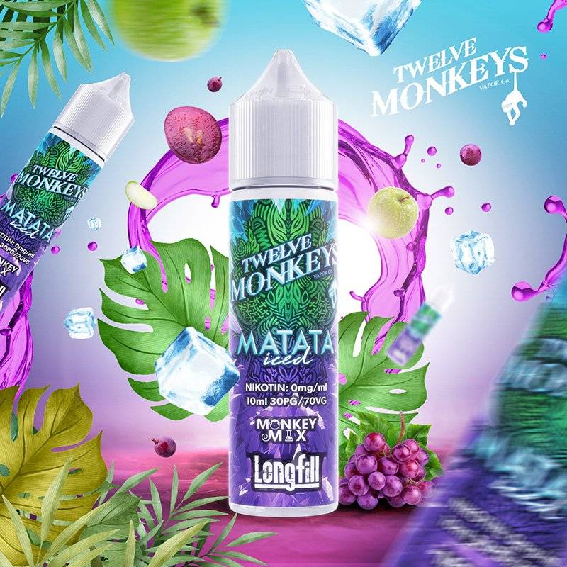 Twelve Monkeys - Matata Iced - Longfill 10ml/60ml - Struguri-Mere-Ice Efect